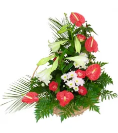 Anthurium in a Basket Arrangements For All Saints' Day