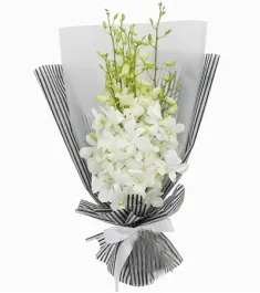 12 White Orchids in a Bouquet