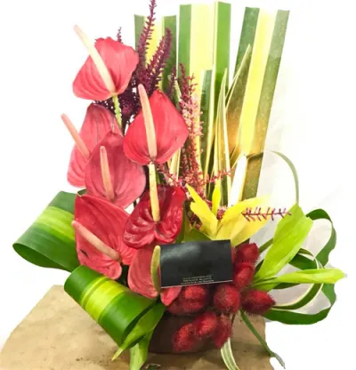 Anthurium in a Basket Arrangements For All Saints' Day