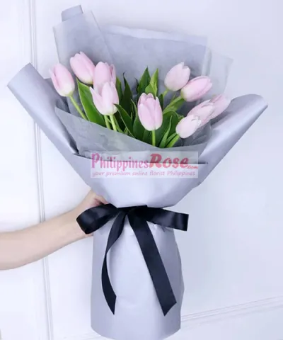 10 Stem ​Pink Tulips in a Bouquet